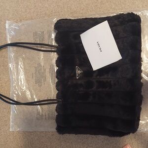 Prada Black Faux Mink Fur Tote Bag New Redemption Exclusive Shoulder Bag